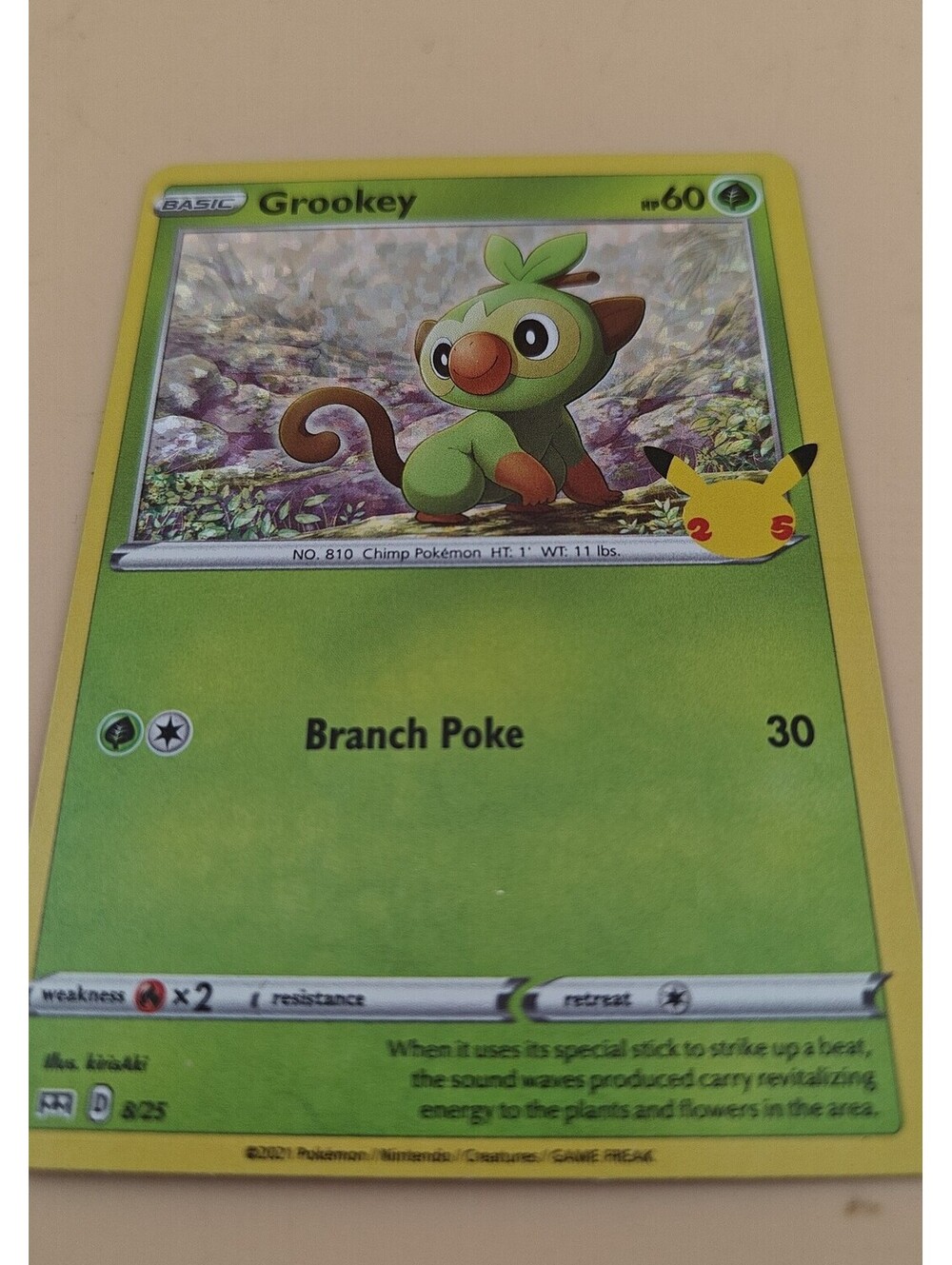 Pokemon Grookey 8/25 Holo McDonald's 25th Anniversary Promo
